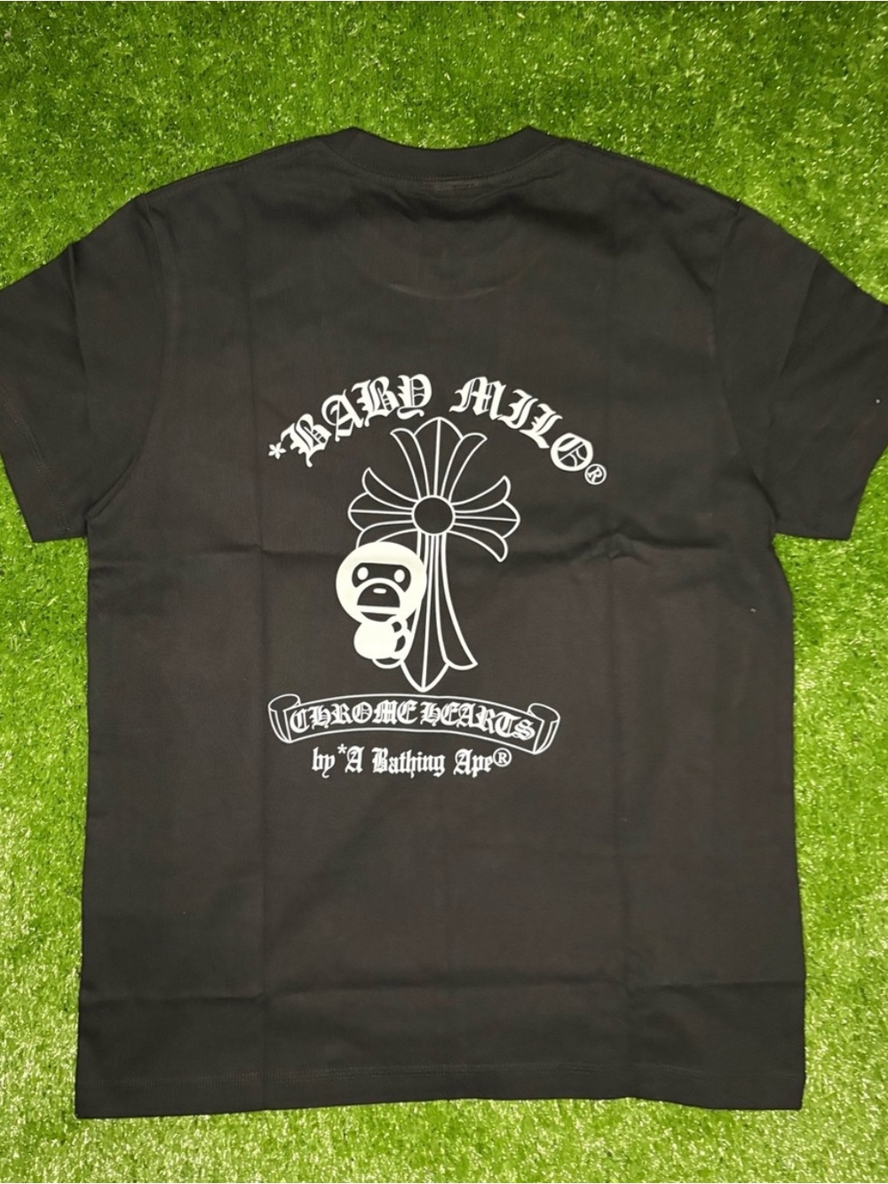 BAPE x Chrome Hearts Baby Milo Style Black Graphic Tee - Picture 2 of 2